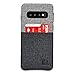 Dockem Luxe N1 Card Case for Samsung Galaxy S10: Ultra Slim 1 Slot Wallet Case, Synthetic Leather with UltraGrip Twill Canvas Styling: S10 [Black & Grey]