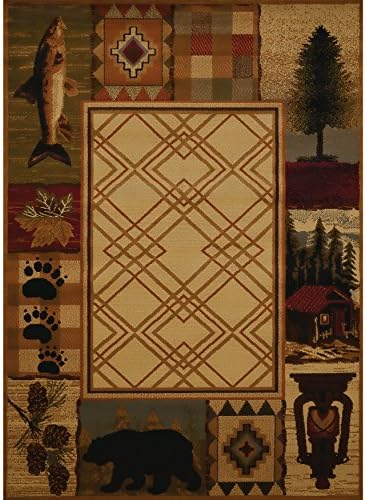 Westfield Home Harmony Evergreen Lake Natural Lodge Area Rug (7'10 x 10'6)