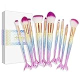 Mermaid Makeup Brushes Set Apr.Fairy 10pcs Gift-packing Ultra-soft Bristles Make Up Brush Kit Face Foundation Blush Concealer Beauty Tools - Pink Gradient