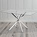 Uptown Club Linus Collection Rectangle Modern Exquisite Chrome Frame Glass Top Dining room Table, 51.2