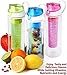 Fruit Infuser Water Bottle 3-pk 25 oz Infused Water Bottle Unique Fun and Healthy Motivational Infusion Rod Reusable Sports Infuser Bottle For Kids And Adults Multi-Color Set-BPA Free- Herevin