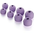 CURVD Earplug Tips Replacement Set, 4 Pairs XS/S/M/L, Noise Reduction Replacements Soft Flexible Silicone Eartips for Earplugs, Earphones & Earbuds (Purple)