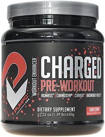 PUMPD Labs CHARGED Pre-Workout Powder - Agmatine Sulfate, Carnosyn Beta-Alanine, Carb10, D-Ribose, Betaine, Highly Branched Cyclic Dextrin, BCAA's and Creatine Monohydrate - 30 Serv. - Sour Cherry