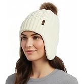 Comhats Warm Wool Fleece Lined Ear Flap Detachable Pompom Beanies Gifts Cold Weather for Women