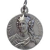 I G J Saint Barbara Silver Tone Medal - Patroness of Firefighters - Made in Italy