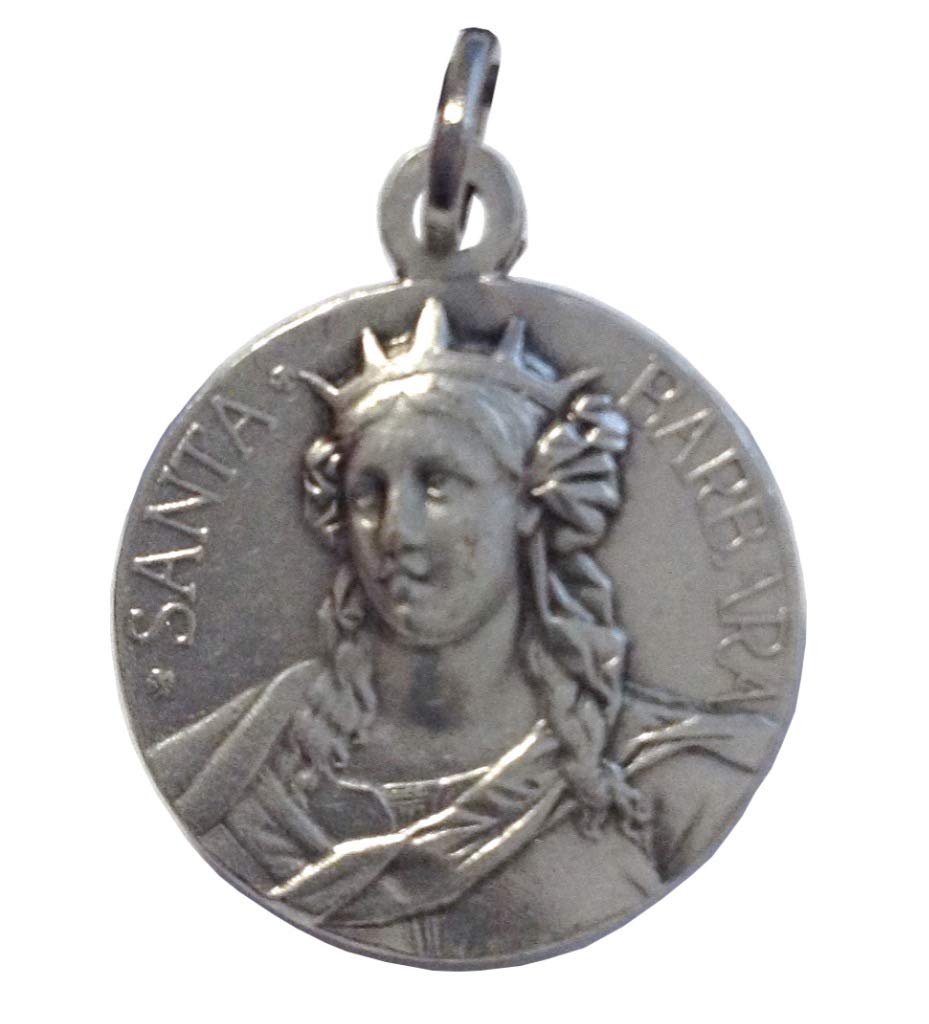 Saint Barbara Silver Tone Medal - Patroness of Firefighters - Made in Italy