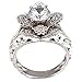 White / Rose / Yellow Gold Plated or Sterling Silver Hand Carved Vintage Inspired Blooming Rose Flower CZ Engagement Ring