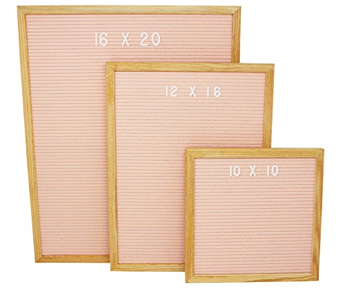 12 x 16 Changeable Letter Board - Pink Felt With Solid Oak Frame, Wall Mount, Canvas Bag, and 290 Characters - by Executive Office Solutions