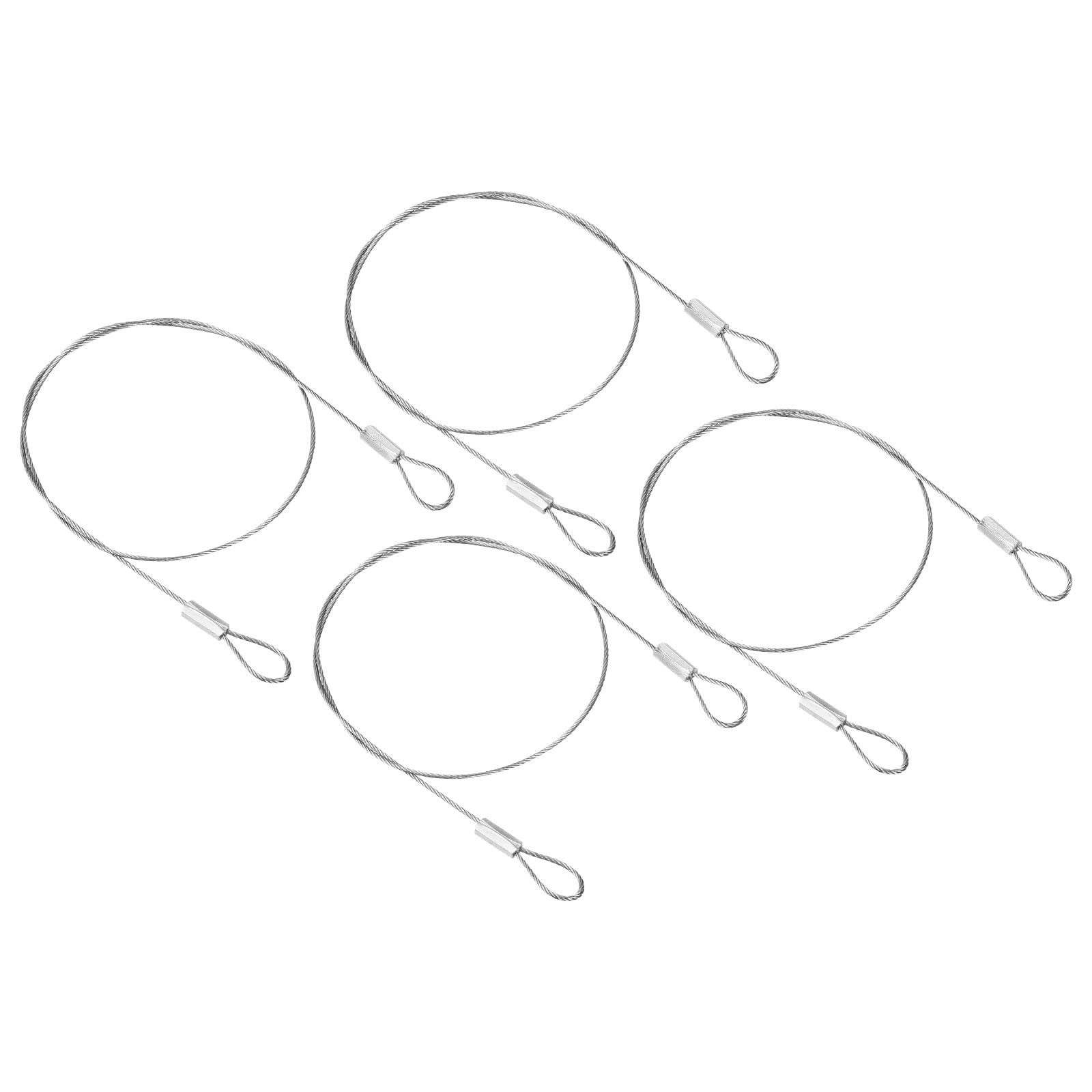 PATIKIL 16 Inch Safety Security Cable Wire, 4 Pack Stainless Steel 40cmx1mm Stage Lights Rope with Double Loop for DJ Lighting Luggage Lock