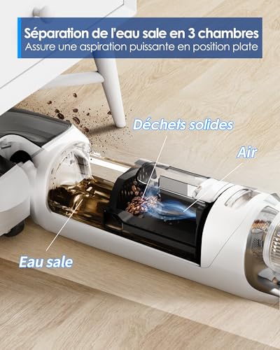 Tineco Floor One Stretch S6 Vacuum Cleaner, Powerful Intelligent Wet and Dry Vacuum Cleaner, Flat 180°, Two-Edge Cleaning, Flashdry Self-Cleaning at 70°C in 5 Min, 40 Min Autonomy