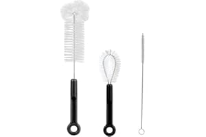 TOOYIMR 3-Pack Bottle Cleaning Brush Set - Long Water Bottle Brush, Straw Cleaner & Lid Brush for Baby Bottles, Travel Mugs, Wine Decanter, Narrow Spaces, Pipes & More
