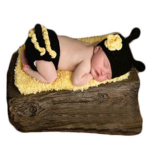 Baby Photography Props Boy Girl Photo Shoot Outfits Newborn Crochet Costume Infant Knitted Clothes Bee Hat Shorts