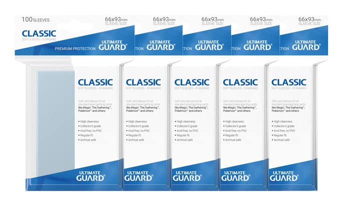 Ultimate Guard Card Sleeve, 500 Vinyl Protective Cases, Clear, Trading Card Sleeves for Magic the Gathering, Pokemon and World of Warcraft, 500 Pieces