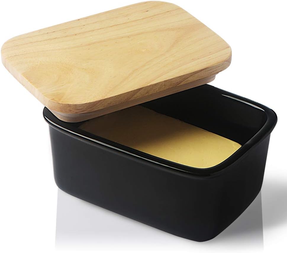 SWEEJAR Porcelain Butter Dish with Lid, Airtight Large Butter Keeper