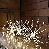 EAMBRITE 3PK 8” Diameter LED Hanging Starburst Twig Light with 180 Warm White Mini Led Lights for Christmas Tree Decorative Home Xmas Wedding