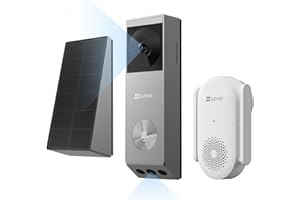 EZVIZ Wired or Wireless Video Doorbell Dual Camera with Chime, 2K & 1080p Dual Lenses, Solar Panel, Free 32G Storage, Smart H