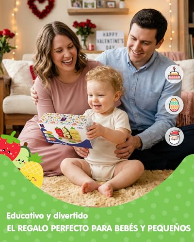 hahaland Juguetes Montessori 1 Años - Frutas Apilables con Cordón para Ensartar, Juego Educativo Sensorial para Motricidad Fina, Regalo Niño 1 2 3 Años