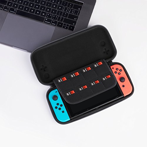 Ultra Slim Carrying Case for Nintendo Switch, VUP Switch Hard Cover Portable Protective Travel Shell for Nintendo Switch Console & Accessories with 8 Game Cartridges and an Accessories Pouch, Gray