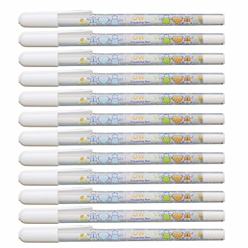 Dyvicl White Gouache Pens - 12-Piece Fine Point for Black Paper, Scrapbook, Adult Coloring, Card Making