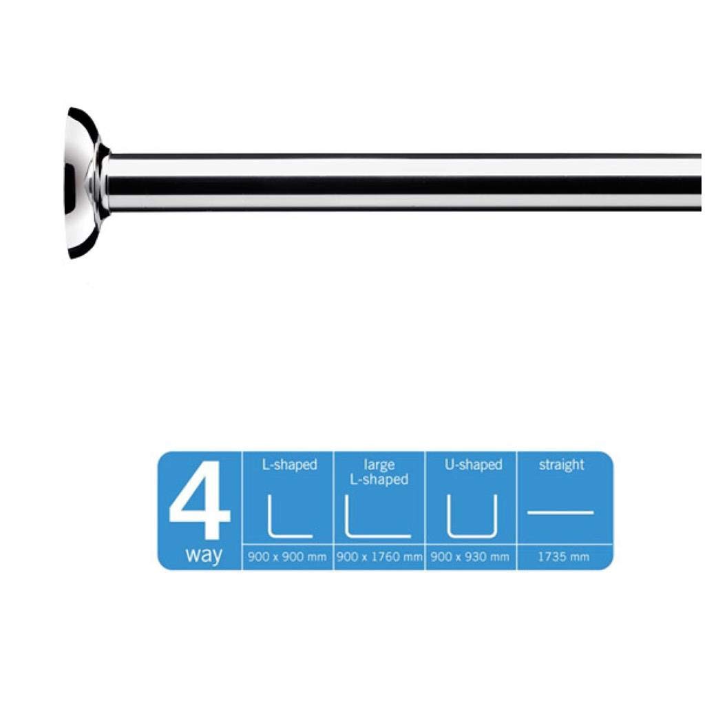 Croydex Easy to Fit Aluminium 4 Way Modular Rail with Circular Profile,Chrome,96 x 10 x 5.6 cm