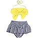 Jastore® Baby Girls Big Bowknot Stripe 2 Pieces Swimwear Swimsuits Beach Wear (2T, Yellow)