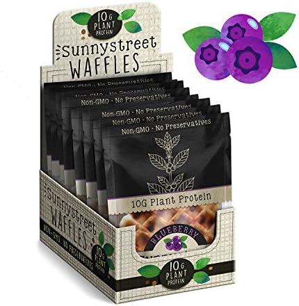 BevGrow Sunnystreet Waffles Organic Protein Blueberry Waffle Healthy Breakfast Gourmet Snack Pack of 8