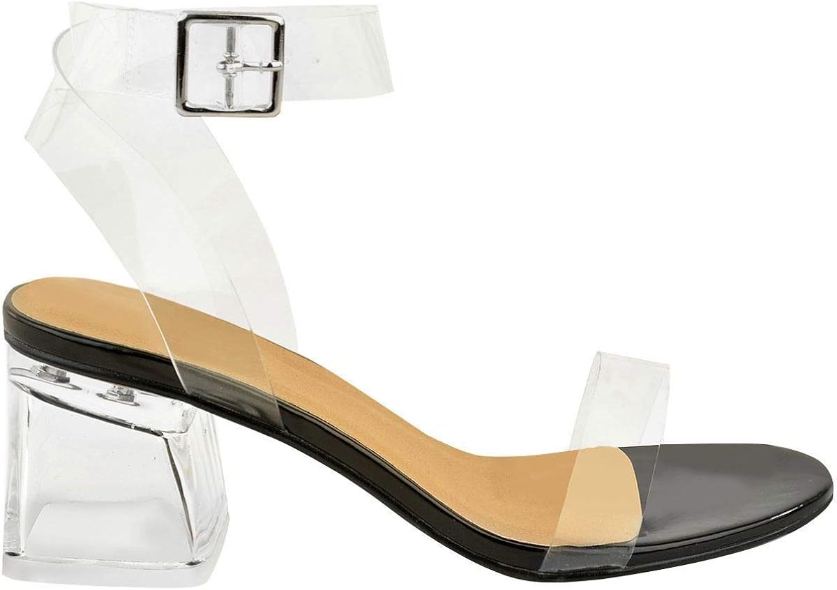 perspex low block heel