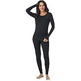 Cuddl Duds Lightweight 2 Piece Active Base Layer Matching Sets for Women | Everyday Activewear, Long Sleeve Top &amp; Leggings, Gym Workout &amp; Fitness Clothes, Breathable Moisture Wicking Travel Lounge Set
