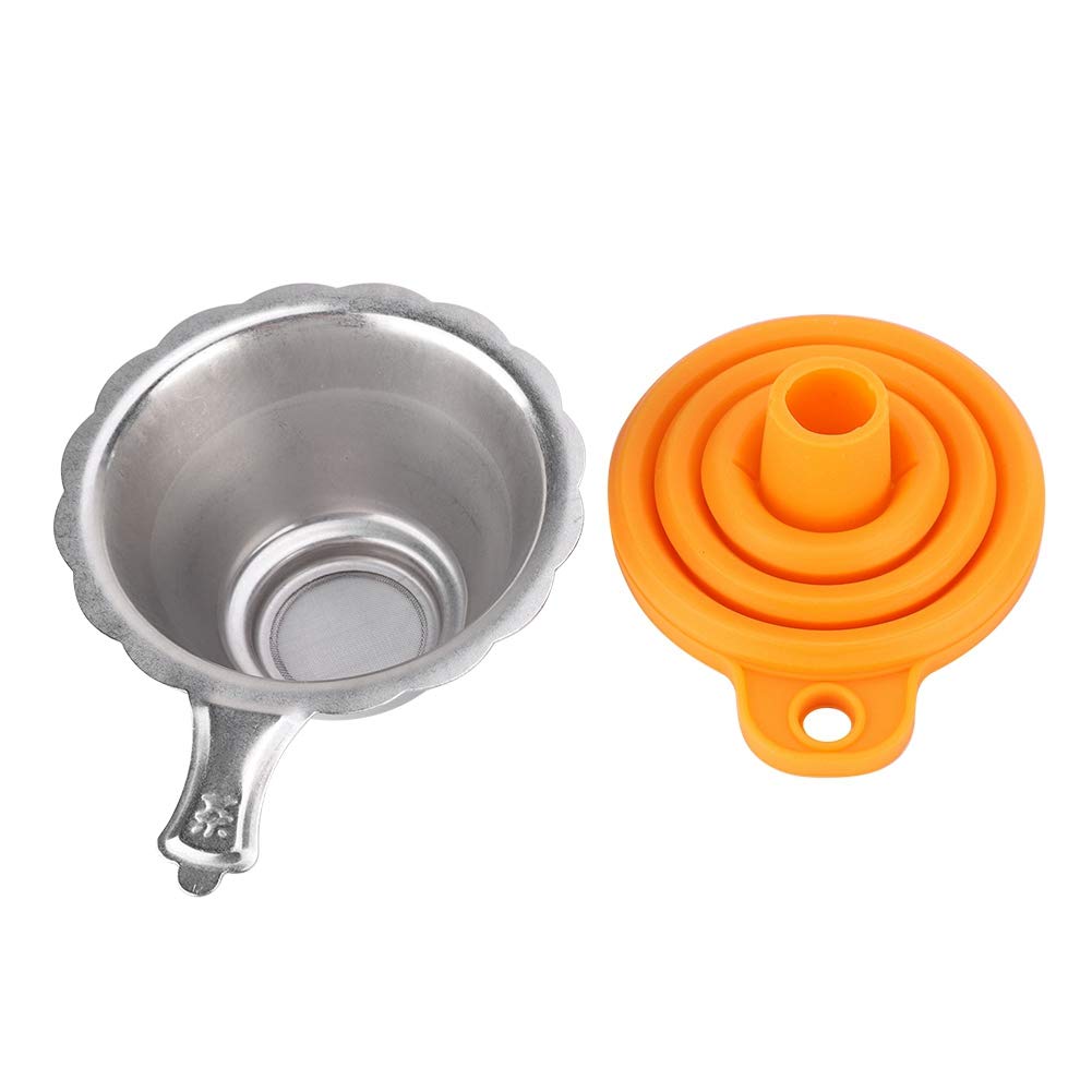 Wendry 3D Printer Metal Filter Funnel,3D Printer Resin Foldable Silicone Funnel+Metal Filter Mesh,Convenient Folding Design,Easy to Clean,for All 15mm Neck Width Bottles