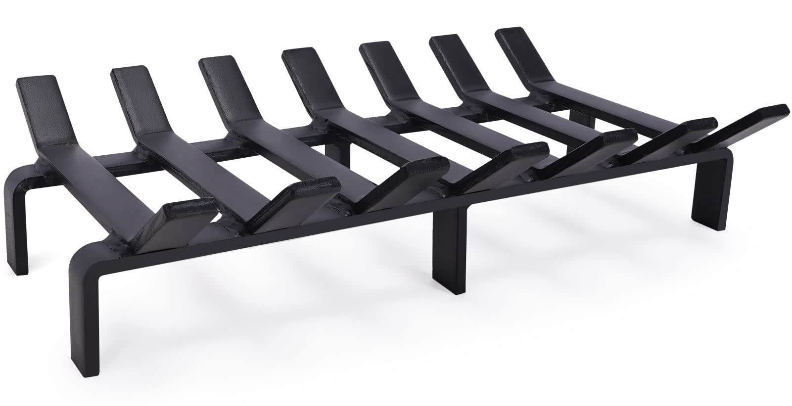 WILLOW WEAVE 17“ Fireplace Grates Non-Assembly Fire Grate Wood Stove Grate Rack Stove Burning Rack Heavy Duty Solid Steel 7-Bars Firewood Holder for Indoor Hearth Outdoor Firepit Matt Black