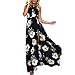 CHUIZI Women's Sexy Halter Neck Floral Print Backless Split Beach Maxi Dress