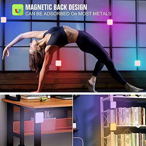 Vanpaga RGB LED Video Lights Atmosphere lamp, Magnetic LED Camera Lights 360° Full Color Portable Photography Light 3 Cold Shoe, Rechargeable 2500mAh 2500-9000K Dimmable Fill Light Panel Lamp CRI 95+
