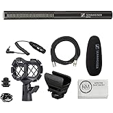 Sennheiser MKE 600 Shotgun Microphone Bundled with Universal Shockmount + 20-Feet XLR Microphone Cable + Microfiber Cleaning 