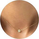 JSJOY Disc Initial Necklaces for Women 14K Gold Plated/Silver Letter A-Z Pendant Necklaces Tiny Initial Choker Necklace for Teens Jewelry Gifts for Women Wife Girlfriend