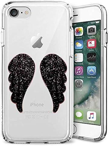 Upgraded Clear Case for iPhone 7 Plus 8 Plus, MooreDickey Flexible Hybrid Thin Soft Gel Silicone TPU Bumper Rubber, Shock Proof Protective Phone Cover Case for Girls Women, Shining Wings
