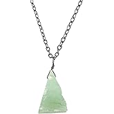 NJCRAFT Raw Gemstone Pendant Necklace for Women |Natural Healing Crystal Rough Pendant 15–25 Carat | 8–14 mm Stone |Black Plated Chain 16+2 Inch Adjustable | Gift Jewelry
