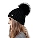 Winter Beanie Hats for Women Real Fur Pom Pom Slouchy Beanies Bobble Ski Cap