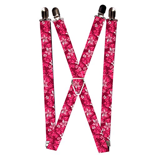 Pink Flowers Floral Pattern Collage Suspenders