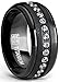 Black Titanium Men's Eternity Wedding Band Ring with Clear Round Cubic Zirconia 9mm