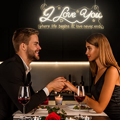 CNDREAM Neon Sign, LED Neon Lights, I Love You Neon Signs for Wall Decor, Used for Neon Signs for Bedroom Wedding Birthday Party Home Wall Decor Bar Salon Neon Sign(24\