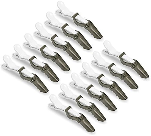 10 Pinup Clips - Professional Non Slip Alligator Hair Clips Double Hinged Design for Easy Salon Styling - Sectioning Crocodile Hair Clip Set with Wide Teeth for Extra Durable Grip (Transparent-Black)