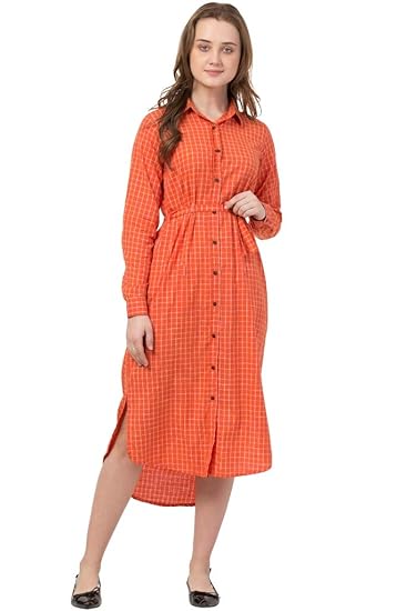 Orange striped shirt dress Clearance