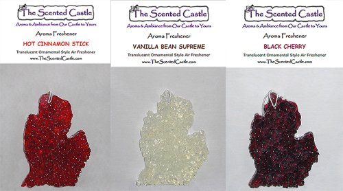 3 Pack Michigan Car Air Fresheners - Hot Cinnamon Stick, Vanilla Bean Supreme, Black Cherry by The Scented Castle