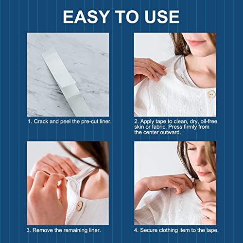 TGIYK Double Sided Tape for Clothes & Body, Strength Tape Adhesive on Skin and Fabrics, Clear Tape for All Skin Tones and Fabrics(80 Strips)
