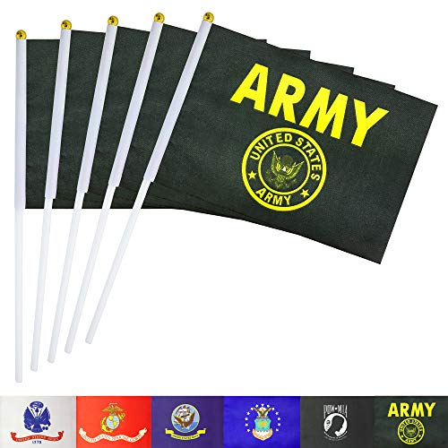 TSMD US Army Gold Crest Stick Flag 50 Pack Small Mini Handheld United States Military Flags On Stick,Decorations Supplies for Army Party Events Celebration - Thumbnail 5