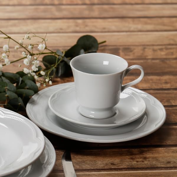 Germer, Conjunto 6 Prato raso em porcelana, modelo Cottage, Ø 26,5 cm,Branco