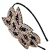 Flapper Headband 1920s Gatsby Leaf Beaded Women Hair Accessory for Costume Party (Black Gold)