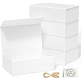 RYDDOY 5 Pack White Gift Box, 9.5x6x3'' Gift Boxes with Lids for Presents | Magnetic Closure, Collapsible Bridesmaid Proposal Box for Birthday, Christmas, Wedding, Gift Packging Contains Ribbon, Card