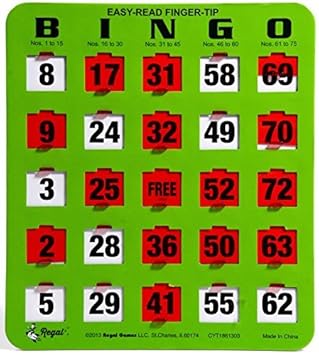 Regal Games Easy Read Green Bingo Heavy Duty 5 Ply Jumbo Shutter Slide Bingo Cards with Big Tabs (10 Pack)