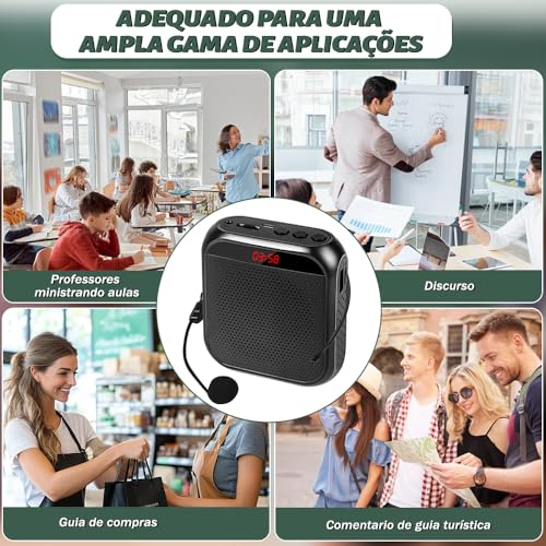 Professores de Amplificador de Voz, Sistema de PA Portátil com Fone de Ouvido de Microfone, Conjunto de Mini Amplificador de Voz Portátil, Microfone Professor